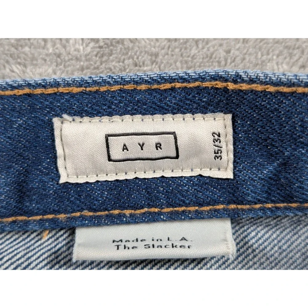 AYR The Slacker Jeans Men’s 35x32 Blue Relaxed Button Fly Made in USA - Picture 8 of 14